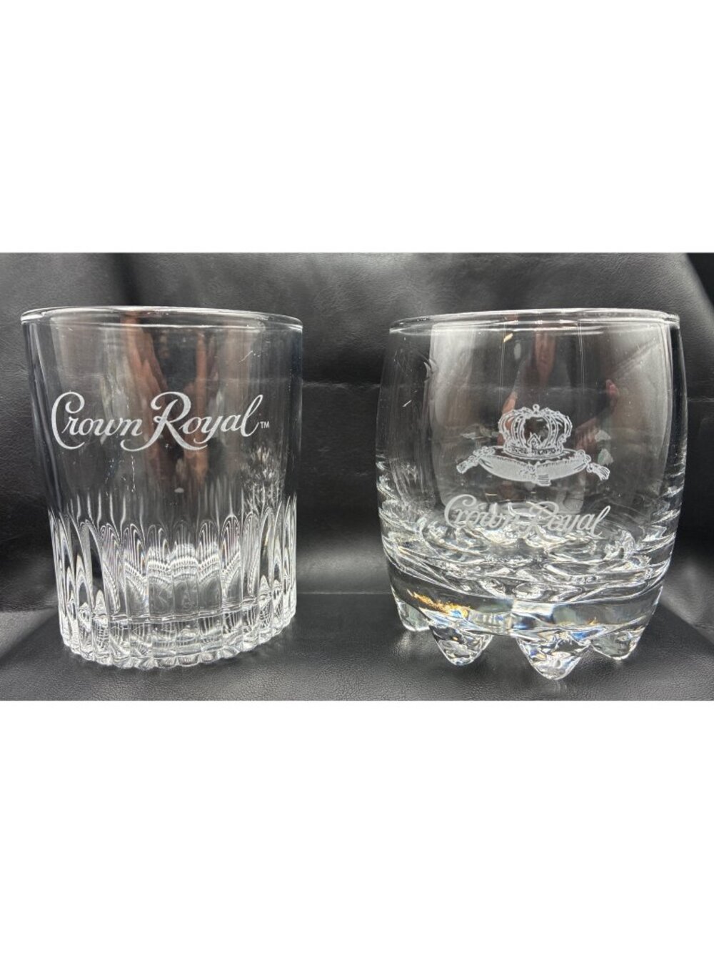 Crown Royal Whiskey Glasses Set Of 2 Whiskey Clear Etched Glasses With Logo